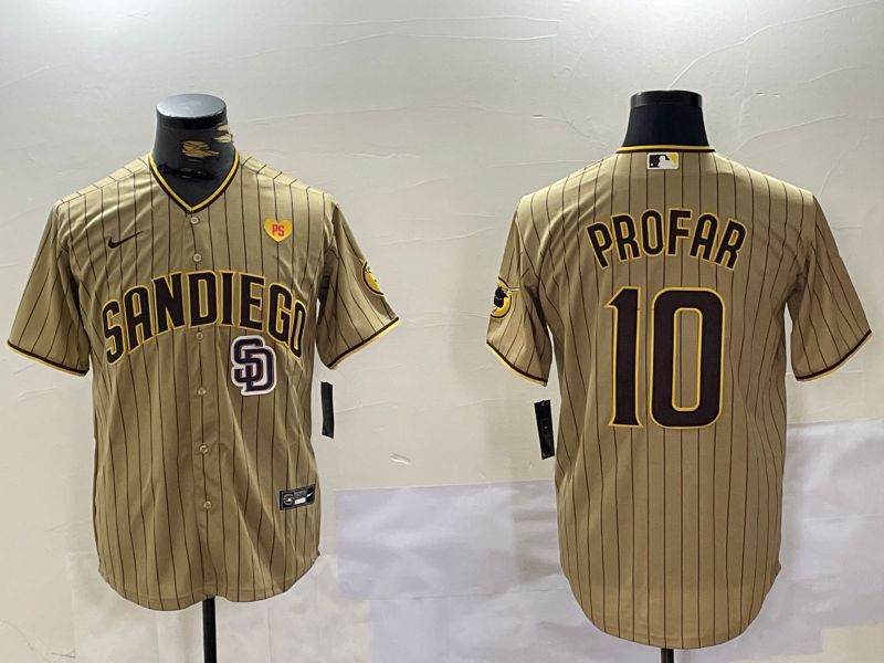 Men San Diego Padres #10 Profar Browm Stripe Game 2024 Nike MLB Jersey style 10085->indianapolis colts->NFL Jersey